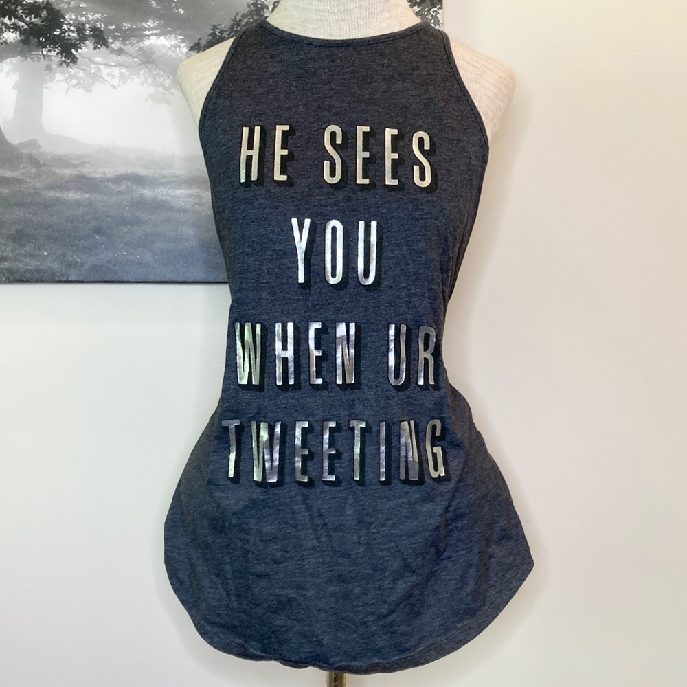 Victoria’s Secret Tank Top “He Sees You While You’re Tweeting”